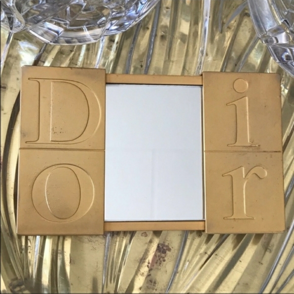 Christian Dior Paris Vtg Gold Tone Metal Mirror